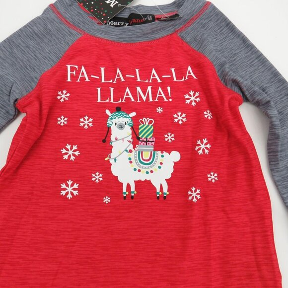Merry Lane Kids Holiday Pajama Set "Fa-La-La-La Llama!" Gray Red Size 2T NWT $32 - Picture 3 of 7